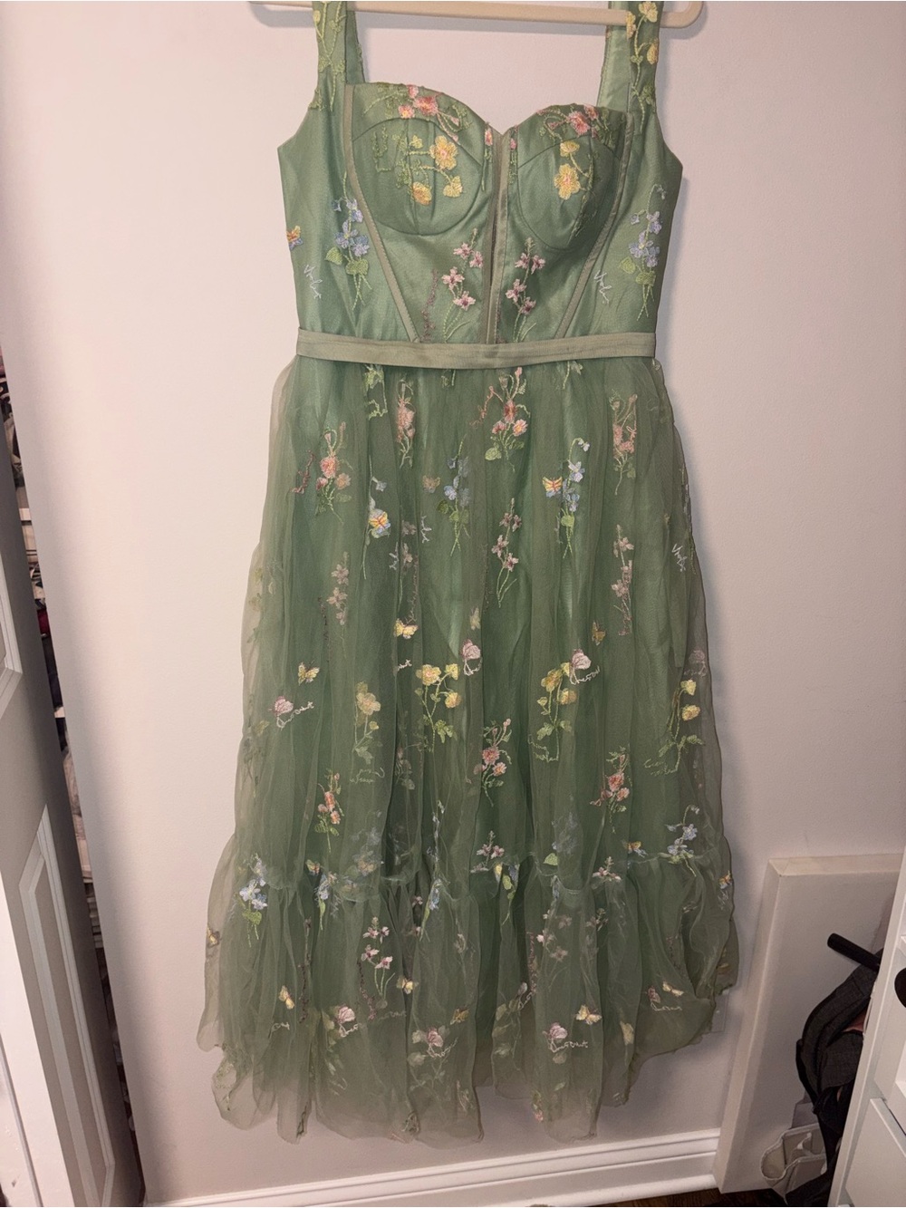 Women’s Floral Embroidered Corset Long Dress 8 NWOT - Picture 4 of 11